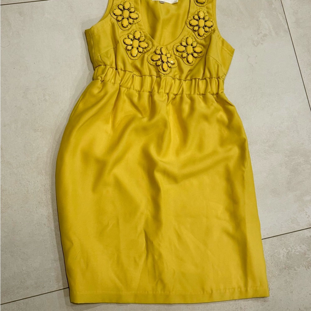 Yellow Kids Dress with Floral Embellishments